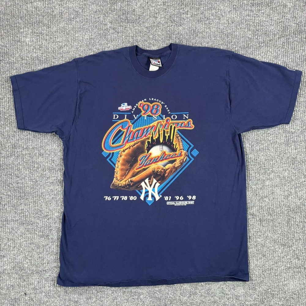 Vintage 1998 New York Yankees Division Champions Pro Player T-Shirt Mens 2XL MLB